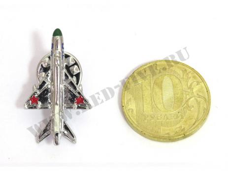 Значок МИГ-21 серебристый